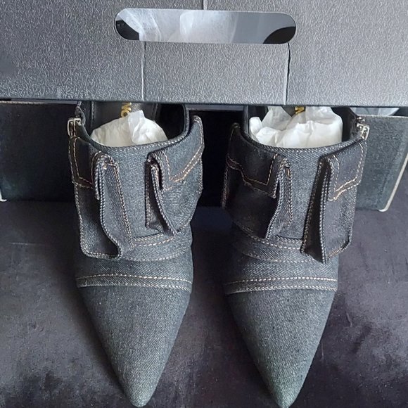 BLACK DENIM MULE PUMPS - Picture 3 of 9